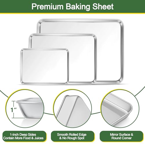 E-far Baking Sheet with Cooling Rack Set (3 Pan + 3 Rack), 16/12.5/9.3 Inch