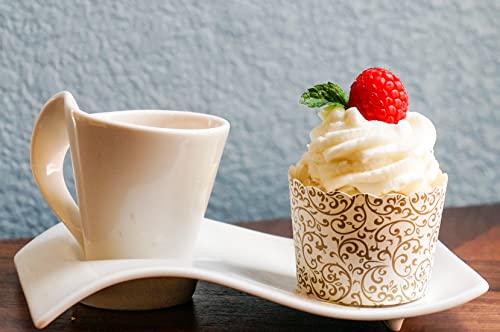 50-Pack Paper Baking Cups, Greaseproof Disposable Cupcake Muffin Liners (Large, Gold Scroll) - color: Gold Scroll