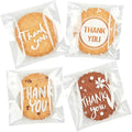 Jutieuo 100pcs Self-Adhesive Thank You Cookie Bags, 4x4 Inch White Polka Dot Clear Cellophane Treat Bags for Individual Dessert Pastry Goodie Candy Cookie Packaging, Party Favors, Bake Sale