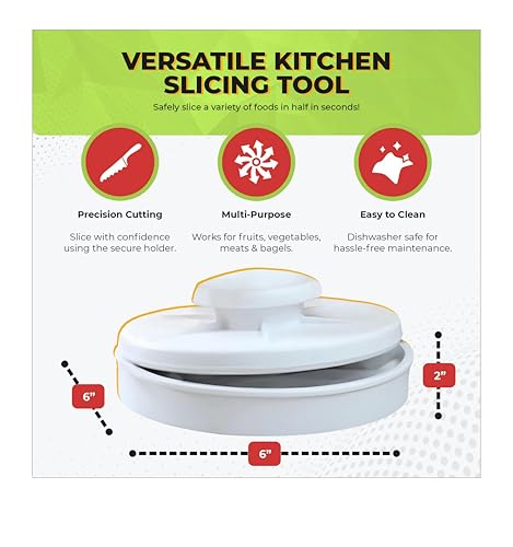 Bagel Slicer & Multi-Use Food Cutter | Ideal for Tomatoes, Strawberries, Grapes, Meat, Chicken, Eggs, & Vegetables with Non-Slip Holder for Stable, Easy Slicing - Dishwasher Safe - White