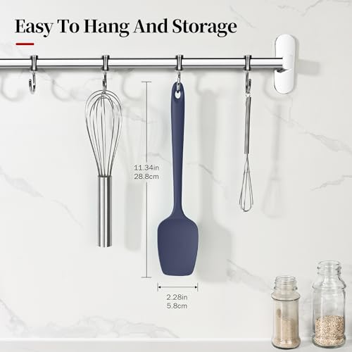 600ºF Heat Resistant Cooking Silicone Spoon Spatula, Midnight Blue - color: Midnight Blue, size: 11.34in - Spoon Spatula