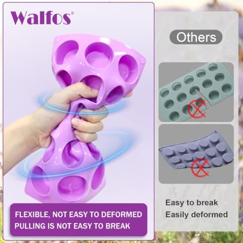 Walfos 3 Pack Small Soap Molds,15 Cavity Mini Round Silicone Molds,1.5inch Cylinder Silicone Soap Molds Perfect for Soap Making.Non-Stick BPA Free and Dishwasher Safe - color: Pink/cylinder