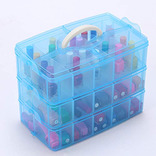 Sooyee 3-Tier Craft Storage Organizer Box Plastic,Blue - color: Blue, size: 3 Tier