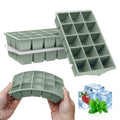FANYITY Silicone Ice Cube Tray with Lid, Green, Pack of 4 Ice Cube Moulds, Silicone Mould, BPA-Free, Stackable Ice Cube Tray, Ice Cube Trays for Baby Porridge, Cocktail, Whiskey, Coffee - color: Green