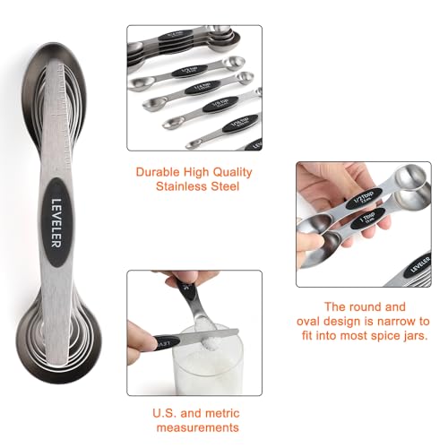 Magnetic Measuring Cup & Spoon Set Stainless Steel 7 Magnetic Measuring Cup - color: Black