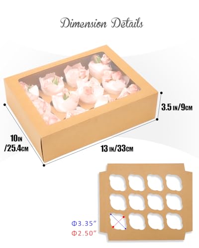 Bakepacker Auto-pop up 12 Cupcake Box, Brown, 6-Packs - color: Brown