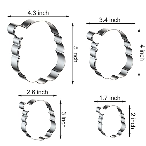 Santa Face/Head Cookie Cutter Set for Christmas Baking, 5/4/3/2 inch, 4 Piece, Stainless Steel - color: Santa Face