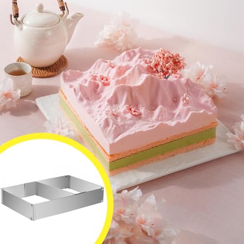 Cake Ring,Cake Mold,Adjustable Rectangle Mousse Cake Ring Mold from 5.9" to 11",Square Shaped Mousse Cake Cutter Baking Mold Pastry Baking Tool for Birthday Cake, Party Dessert, Handmade Snack - size: 5cm