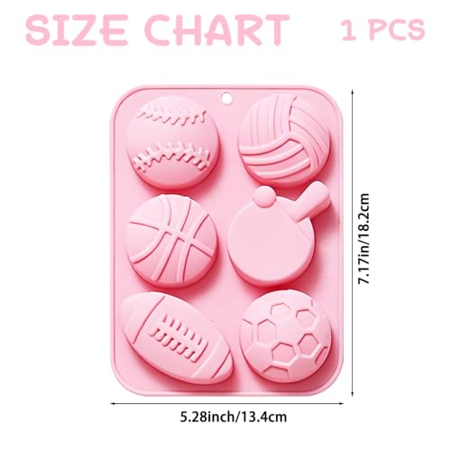 6-Cavity Soccer, Volleyball Shaped Silicone Mold for Chocolate, Candy - color: Pink-XY033
