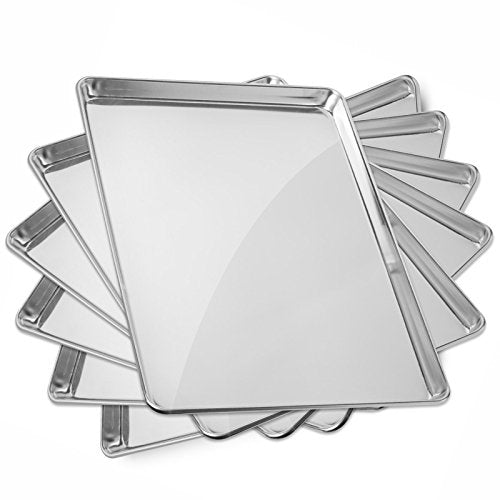 GRIDMANN 18" x 26" Commercial Grade Aluminum Cookie Sheet Baking Tray Pan Full Sheet - 6 Pans - size: 6 Pans - Standard