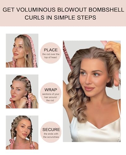 Midi Satin Heatless Curls Overnight Curling Rod Set - color: MIDI Oat