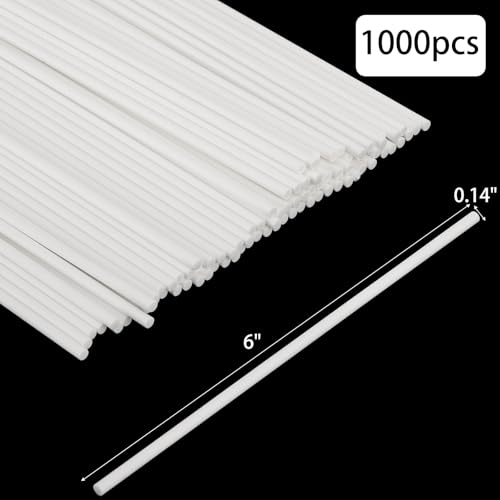 1000Pcs 6 Inch White Paper Lollipop Sticks, Paper Sucker Sticks, Cake Pop Stick for Cake Toppers, Chocolate,Cookie,Rainbow Candy - size: 6 Inch (1000 pieces)