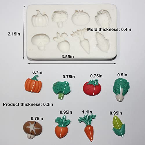 Lovely Small Items Silicone Fondant Molds Set For Cake Topper, Gumpaste, Candy & Chocolate, Polymer Clay and More (Vegetables & Fruits) - color: Vegetables & Fruits