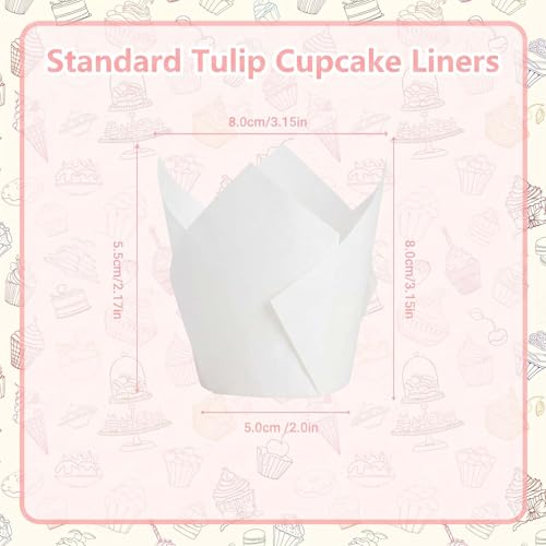 200 Pcs White Tulip Cupcake Liners for Baking, Standard Size - color: White