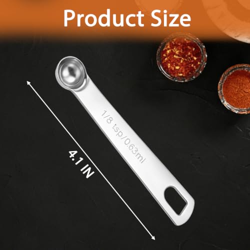 5PCS 1/8tsp(1/24tbsp, 0.63 ml) Measuring Spoon Teaspoons Stainless Steel Measure Spoons for Precise Cooking, Baking and Spices Measurement - size: 1/8tsp(1/24tbsp, 0.63 ml)