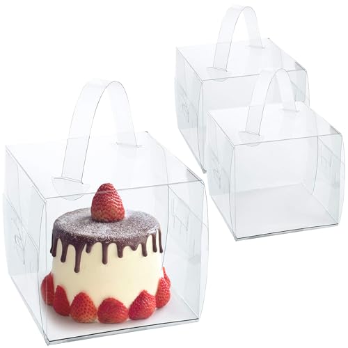 20pcs 6X6X6 Inch Clear Cake Box with Handles, 6in Transparent Bakery Boxes - color: clear-6×6×6in-20p