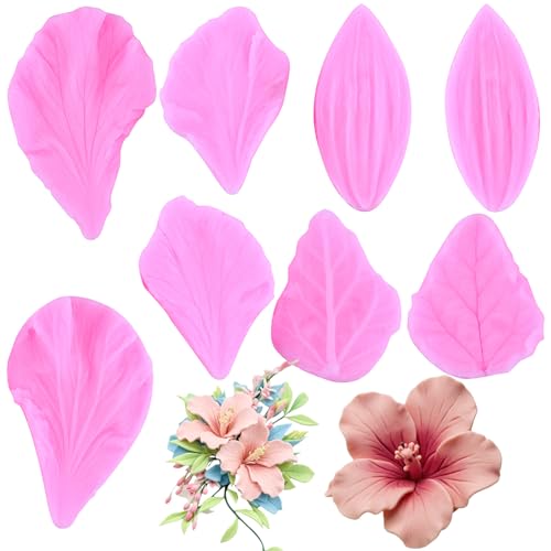 ZiXiang Flower Silicone Veining Mold Hibiscus Veined Fondant Molds Set Of 4 - color: Style H