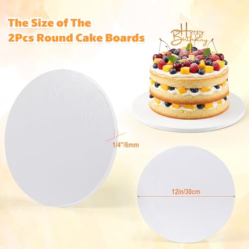 2PCS Cake Boards 12 inch Round, 1/4" Thick White Cake Drums - color: 1/4in-2Pcs-12in