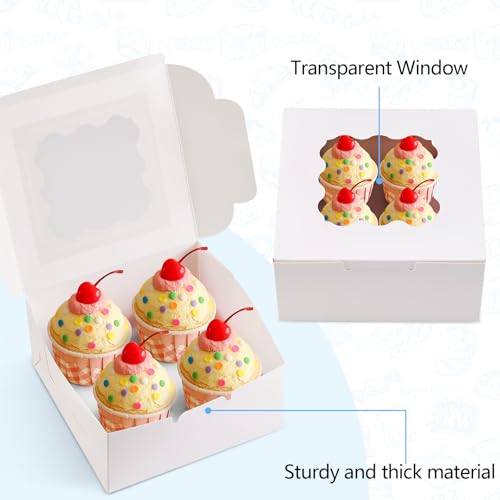 Cookie Boxes with Window, Pack of 20, 6x6x3 Inches - size: 6x6x3 inches