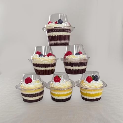 100 Pack Single Cupcake Container,Plastic Cake Cartons With Hinges - size: 100 Pack Cupcake Container