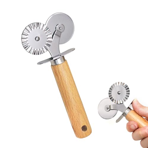 Dual Head Baking Tool 2 In 1 Pastry Cutter Wheel Dough Lattice Roller for Home Kitchen Pie Crust Pizza Pasta Cookie Baking Making