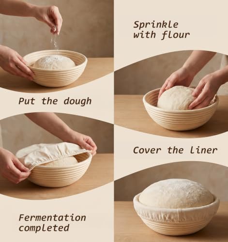 4 Pcs Banneton Liners, Banneton Basket Liner, 2 Round & 2 Oval