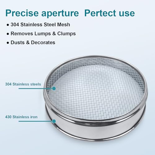7.9" (20cm) 304 Stainless Steel Lab Sieve, 8 Mesh (2.5mm) Screen Sifter - size: 8Mesh(2.5mm)/Ф7.9in