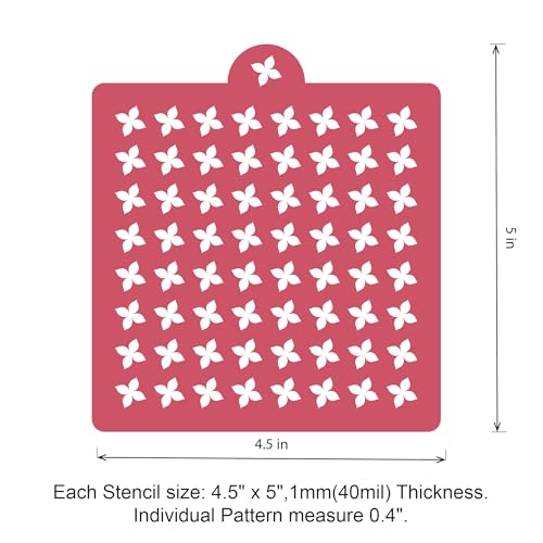 4 Pack Reusable Royal Icing Sprinkle Stencils Gem Glitter Stencils Bakery Stencil Template Set for Cookie Cake and Cupcake,Crafts DIY Tumblers Reusable Glitter & Gem Template Set (Flower) - style: Flower