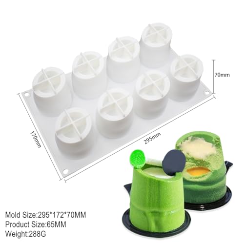 mostsom 8 Holes Cylinder Silicone Mould for Chocolate Dessert Jelly Pudding - size: Bamboo K