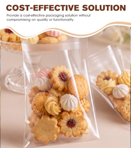 300 Pcs Clear Self Sealing Cellophane Bags, 2x3 Inches Cookie Bags Resealable Cellophane Bag for Packaging Cookies, Candy, Gifts and Favors, 3 Mils Individual Self Adhesive Wrappers (Mini Size) - size: 2x3 Inch (Pack of 300)