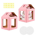 Cake Boxes - 2 Pack Tall Cake Box 12x12x14 Inch, 6 Windows - color: 12X12X14-Pink