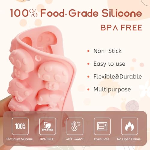 2PCS Mushroom Silicone Mold - 16 Cavity 3D Cute Mushroom Gummy Molds