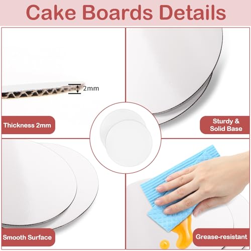 WINKIO 8 in Cake Box with Board, Cake Carrier Holder Container - size: 8×8×8 in, cake box and boards, 4pcs