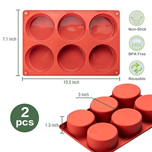 Silicone Egg Molds Frittata Pan, 2 Pack Starbuc Egg Bites Deep 3 Inch Dash Cups Sous Vide Round Rolls for Breakfast Sandwiches Omelets Dinner Rolls Baking - color: Maroon, size: Round-2pcs