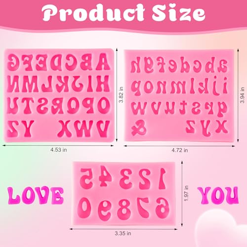 3 PCS Letter Molds for Chocolate, Silicone Alphabet Mold and Numbers Molds - size: 3pcs-Letter