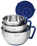 Rorence Stainless Steel Mixing Bowls Set with Lids,1.5,3 & 5 Qt,Blue - color: Blue