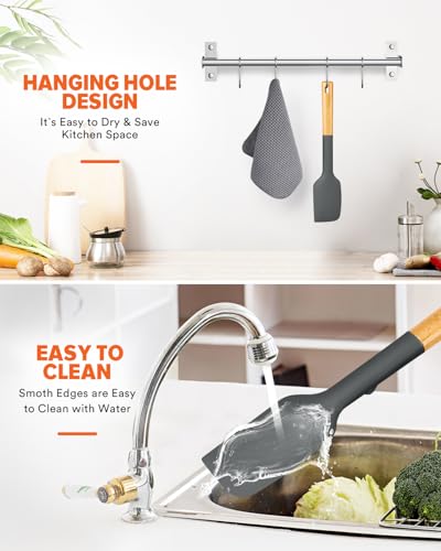 Badiano Silicone Heavy-Duty Spatula, Rubber Scraper for Nonstick Cookware - color: Gray