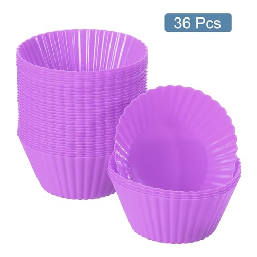uxcell 36Pcs Silicone Cupcake Liners Non-Stick Baking Cup Purple - color: Purple, size: 3.5cm/1.4inch