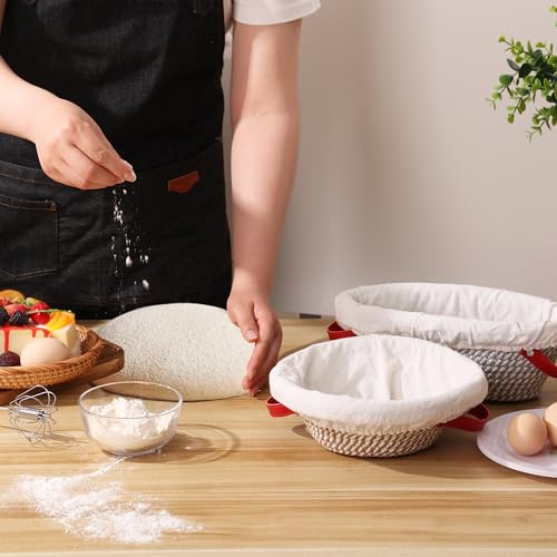 Banneton Bread Proofing Basket, Oval & Round Sourdough Bread Baskets Set