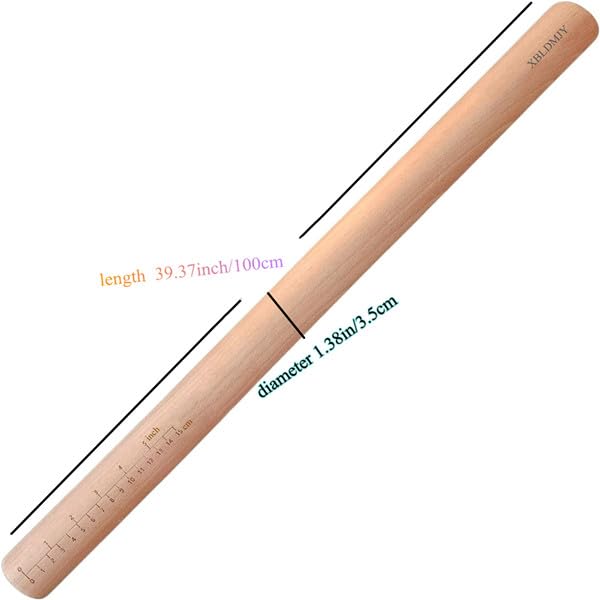 Extra Long Pasta Rolling Pin，39.37×1.38inch/100×3.5cm - size: 39.37x1.38 in