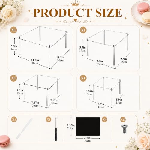 Mifoci 4 Tier Acrylic Cake Display Stand, Dessert Table Display Set