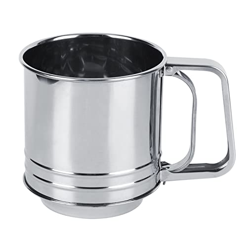 Flour Sifter Stainless Steel Handheld Manual Sieve Strainer Kitchen Baking Tool Ergonomic Design Convenient Storage Keeps Kitchen Clean Versatile for Cakes Cookies Pastries