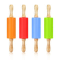 4 Pack Mini Rolling Pin for Kids 9 Inch, Non-Stick Wooden Handle - color: orange + red + blue + green