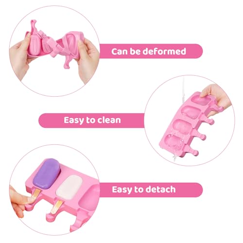 Ouddy Life Popsicle Molds Set of 2, Ice Pop Molds Silicone Cake Pop Mold - color: Pink, Blue