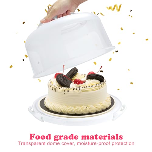 Cake Carrier with Lid and Handle,Fit 10” Cake Stand Cake Holder Container - color: White
