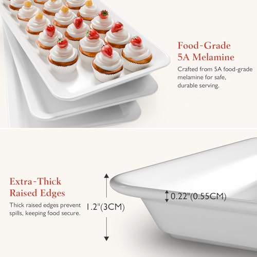 Bumusty Large 3-Tier Melamine Serving Tray Set, 17 x 8.7 in, Black Stand - color: Black, size: 17" x 8.7"