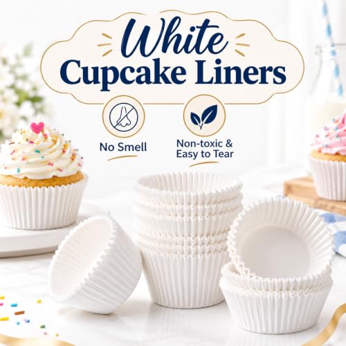 Mini Cupcake Liners,500 pcs White Mini Muffin Liners for Baking - color: White（500pcs）