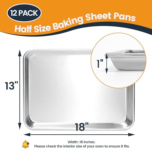 12 Pack Half Size Aluminum Baking Sheet Pan, 18 x 13 in - size: 12-pack Solid Half Size (18"×13")