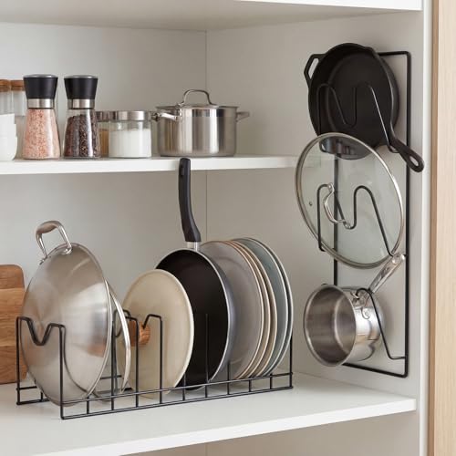 Vicenpal 2 Pack Pot Lid Organizer Kitchen Rack Set, Countertop and Over-the-door Pot Lid Pan Holder Rack for Cutting Boards, Baking Sheets, Pans and Cookware Storage