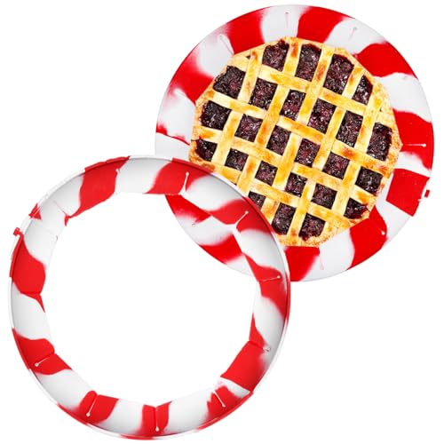 Heavy Duty Silicone Pie Crust Shield Edge Protector Fit 7-10.5 Inch Pie Pan - color: Mix Red